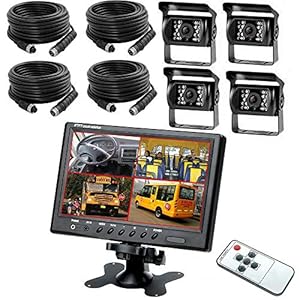 4 CH Split achteruitrijcameraset met 9 inch LCD-monitor, 18IR nachtzicht & automatische omschakeling met trigger, voor…