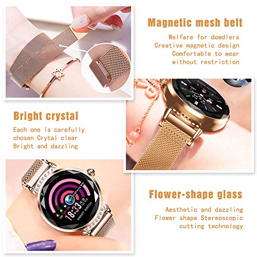 TOP-MAX HR Fitness Tracker Monitor Watch Waterproof w/Blood Pressure&Sleep Monitor for Women Birthday Gift, Activity Tracker Smartwatch Bracelet w/Step&Calorie Counter, Sedentary Reminder for Android
