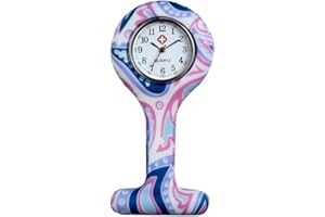 Avaner Silicone Nurse Watch, Vintage Floral Square Lapel Watch, Pin-on Brooch Fob Watch, Analog Quartz Hanging Pocket Watch