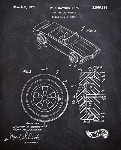 Hot Wheels Decor - Original Mattel Hot Wheels Patent Prints - Set of Four 8"x10" Prints - Great Gift for Hot Wheels Fans!