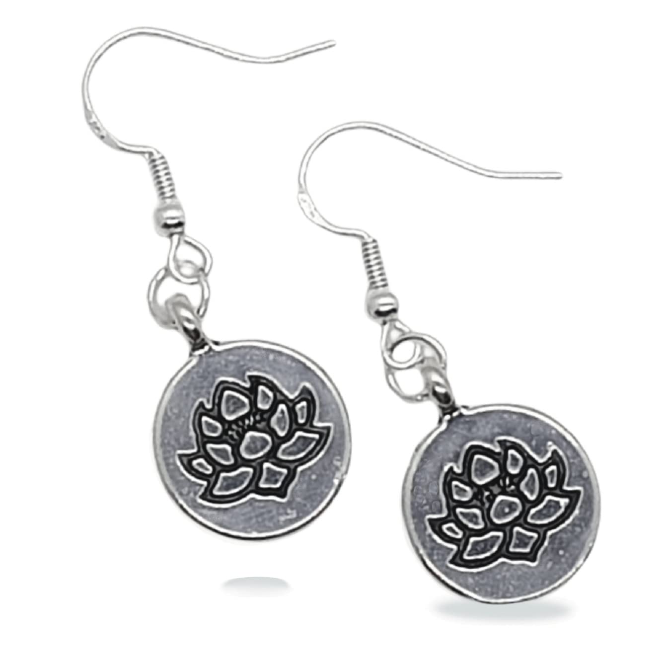 Lotus Flower Earrings Sterling Silver 925 Hooks, Spiritual jewellery for Girls, Women and Hippy Chicks