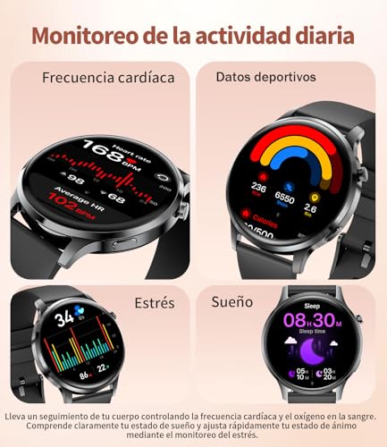 LIGE Smartwatch for Women 7.9 mm Ultrathin 1.32 Inch AMOLED Phone Call for Android iOS Elegant Smartwatch Multisport, Fitness/Heart Monitor/Sleep, Pedometer, Calories, Dark Grey