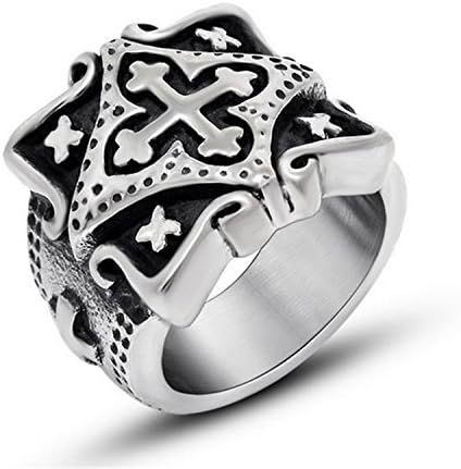 GemMart Jewelry Men's Punk Huge Wide Vintage Rocker Ring Classic Vintage Iron Cross Ring For Men Fashion