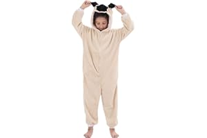 HIBCIGA Animal Onesie Costumes for Kids Flannel Onesie Cosplay for Boys Girls Halloween Warm Plush One Piece