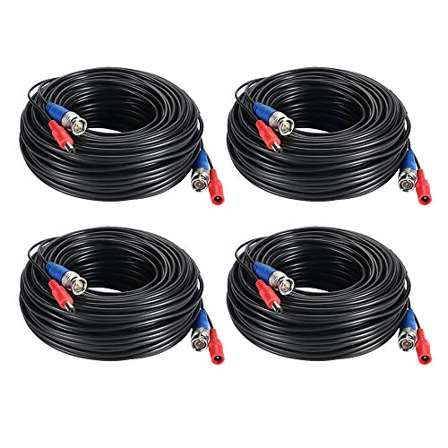 Anlapus 4 Pack 60ft BNC Video Power Cable Security Camera Wire Cord for Security Camera System and Surveillance Kit