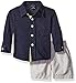 Nautica Baby Boys' Long Sleeve Button Down and Flat Front Short Set, Sport Navy, 12 Months