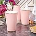 Juvale Pink Party Cups - 12 Oz, 50 Pack, Light Pink & Gold - Disposable Paper Cups for Hot & Cold Beverages - Bridal & Baby Shower