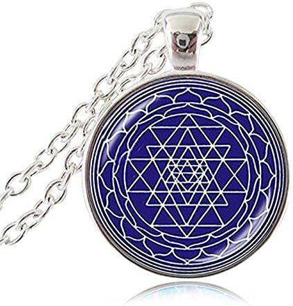 Buddhist Sri Yantra Pendant Necklace Mandala Flowers Sacred Geometry Jewelry Necklace