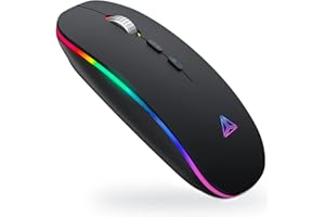 Wireless Mouse Bluetooth,LED Rechargeable Bluetooth (BT 5.1+2.4G) Wireless Mouse, Silent Computer Mice for Laptop Desktop, Ma