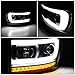 Auto Dynasty Pair LED DRL C-Bar Sequential Turn Signal Projector Headlights Compatible with Dodge Ram 1500 2500 3500 Truck 06-09, Driver and Passenger Side, Black Housing Clear Corner