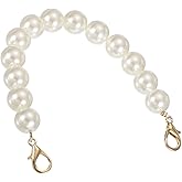 uxcell Imitation Pearl Purse Strap, 10" Bag Extender Chain with Lobster Buckle Handbag Purse Chain Replacement Beaded Strap for DIY Handbag Hang Bag Accessories, 16mm Gold