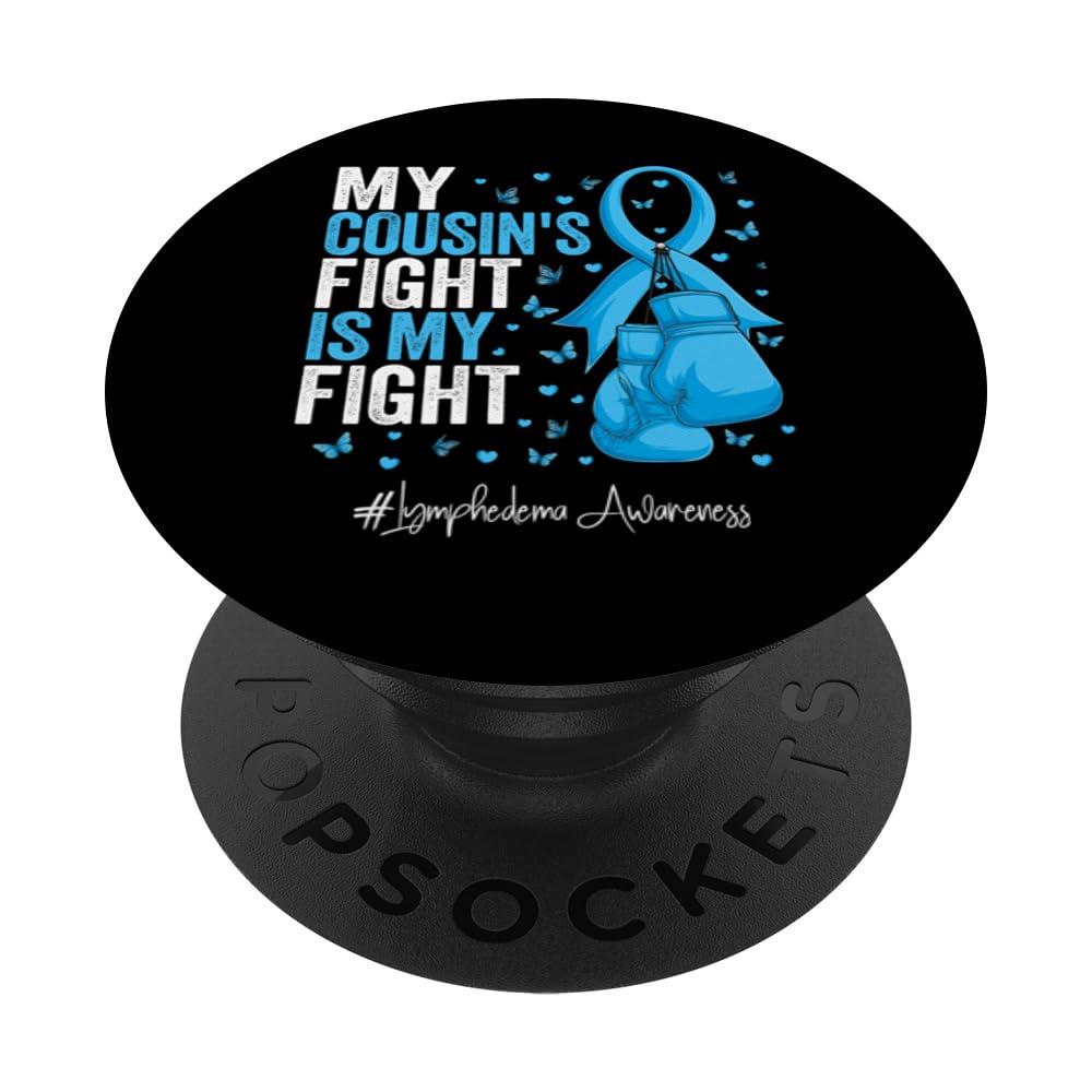 Light Blue Ribbon Cousin Lymphedema Awareness PopSockets Swappable PopGrip
