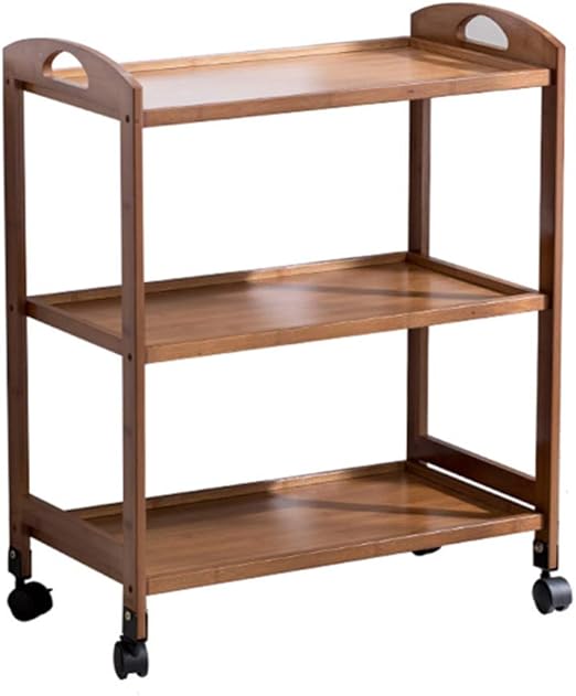 Küchenregal, weinlagerregal Wagen Rack fahrbares Regal Holz Bambus Hand