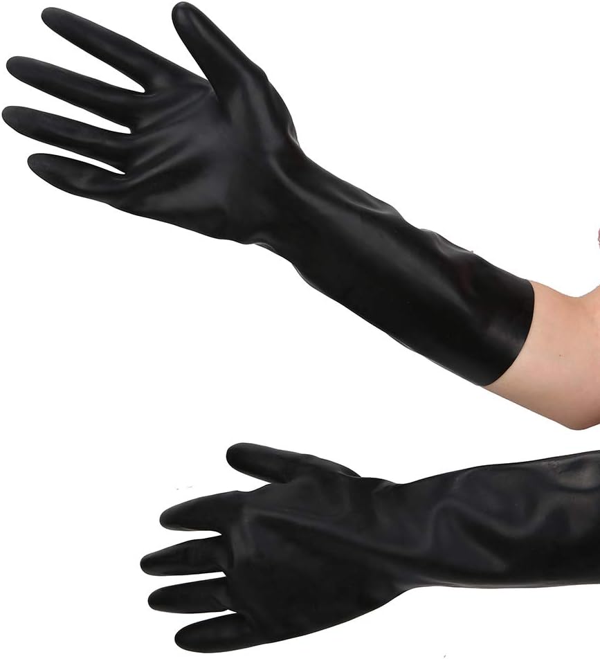 Yifei Women's Latex short Gloves Women's Exotic Costumes (black, L)