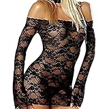2018 HOT ! Kstare Womens Sexy Lingerie Strapless Corset Lace Bodysuit Babydoll Underwear Sleepwear Mini Dress (Black)
