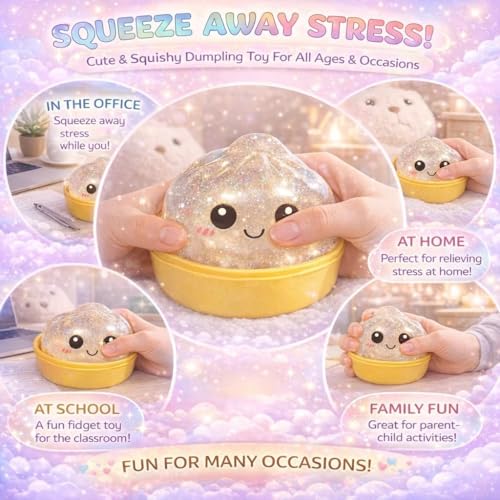 SLEEPHEAD®12PCS Glitter Dumpling Squishy, Mini Real Bun Dumplings Stress Relief Set Pack Box, Crazy Fun Balls Toys Fidget Cute Sensory for Anxiety Relief Toy Hand Relax, Birthday Gifts