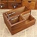 Coideal Wood Remote Control Holder - Wooden Desktop Storage Organizer Caddy for Desk, Office Supplies, Home, End Table (Vintage Wooden Color, 3 Compartments)