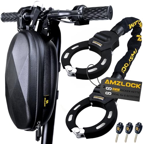 AMZLOCK E Scooter Lock, 8mm Thick Chain Lock for E Scooter, Handcuff Lock with Bag for Scooter, Bike, Motorcycle