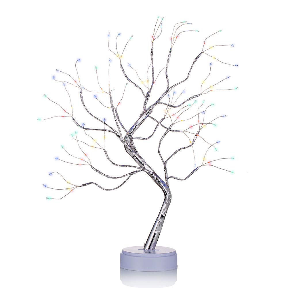 NUPTIO Led Birch Tree with Lights: 1.6 Ft Twig Tree Tree Multicolor Light for Christmas - Mini Bonsai Decoration for Easter - Lighted Decor for Inside Home Party Birthday Wedding Indoor
