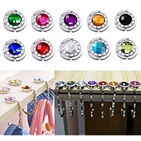 StillCool Purse Hooks,Foldable Crystal Folding Handbag Hook Counter Handbags Hooks - Mixed Set (Mixed Color - 12 Pack)