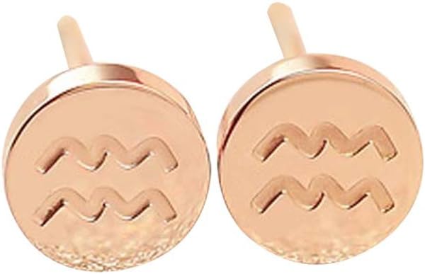 CinCinChic For Ladies 18K Rose Gold Plated Astrology Horoscope Stud Earrings