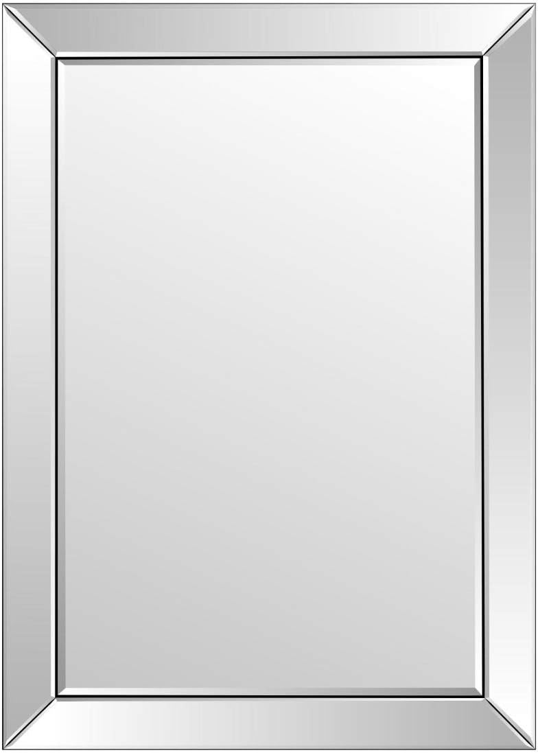 Large Modern Silver Single Edge Wall Mirror 3ft7 x 2ft7