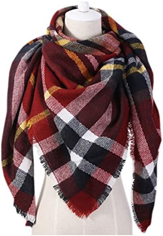 Fashion Women Triangle Cashmere Winter Scarf Shawl Cape Blanket (Dark Red)