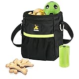 Dog Treat Pouch with Waste Bags Dispenser, Furkicks Pet Training Bag with Adjustable Waist Belt & Shoulder Strap, Hands Free Carries for Walking
