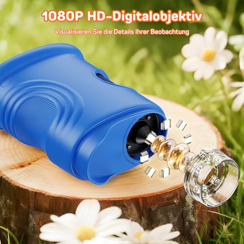Ashfly Mobile Phone Digital Microscope for Children, 1080P HD 2.0 Inch Screen Pocket Microscope, Microscope LED Lights Connection to PC, Mini Microscope Outdoor Gifts for 4-12 Years, Blue