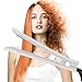 Nano-Titanium Hair Straightener 1 Inch Bling Flat Iron Professional Dual Voltage Straightening Irons, MCH Instant Heat-up 470 Quick Styling, LCD Display, Gorgeous Rhinestone (SILVER WHITE)