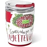 Swig Life 12oz Insulated Tumbler, Travel Coffee Tumbler with Lid, Cup Holder Friendly Travel Coffee Mug, Stainless Steel, 12 oz Reusable Insulated Coffee Mug (Saturdays in Fayetteville)