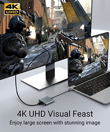 JESWO Adaptador USB C a HDMI, 3 en 1 Adaptador Tipo C Multipuerto USB C Hub con Puerto de Salida HDMI 4K, Puerto USB 3.0 y Puerto de Carga PD, Compatible con MacBook Pro/MacBook Air/Mini/iMac