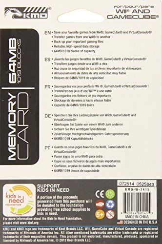 KMD Wii/Gamecube 64MB 1019 Blocks Memory Card (Certified Refurbished)
