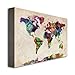 Trademark Fine Art Urban Watercolor World Map by Michael Tompsett, 22x32-Inch Canvas Art Print