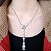 EVER FAITH Gothic Jewelry 2 Skull Cross Austrian Crystal Punk Y-Shaped Halloween Necklace