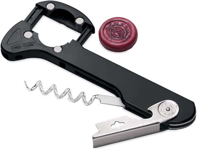 Wine Enthusiast Retractable Foil Cutter Corkscrew, Black Waiter Corkscrews Kitchen