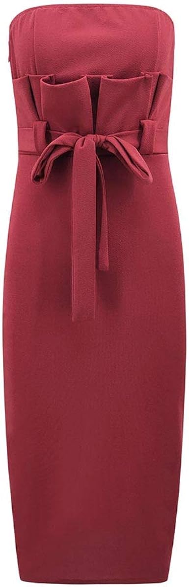 red bandeau wrap bodycon dress