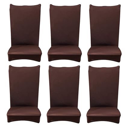 Kanazawa 6pcs Washable Thin Solid Elastic Chair Cover Banquet Chair Wrap Coffee