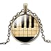 JIAYIQI Womens Elegant Piano Music Note Glass Cabochon Art Pendant Sterling Silver Chain Necklace