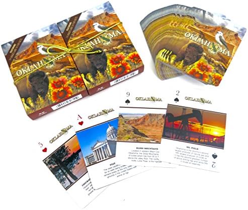 Oklahoma souvenir playing cards, Two Deck vacation gift set. With multiple views of landmarks and svedmes.