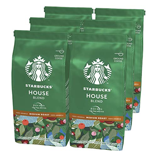 STARBUCKS House Blend Filterkaffee, Röstkaffee gemahlen, Mittlere Röstung (6 x 200g)