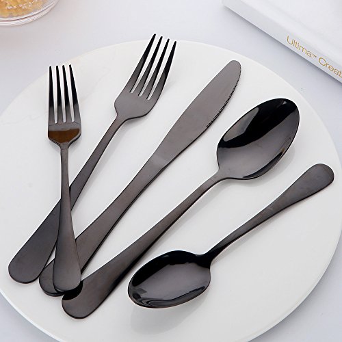 Buyer Star 30-Pieces Purple Stainless Steel Flatware Silverware Set, Service For 6, Mirror Polished, Include Knife/Fork/Spoon, Different Color, Dishwasher Safe - Thumbnail 5