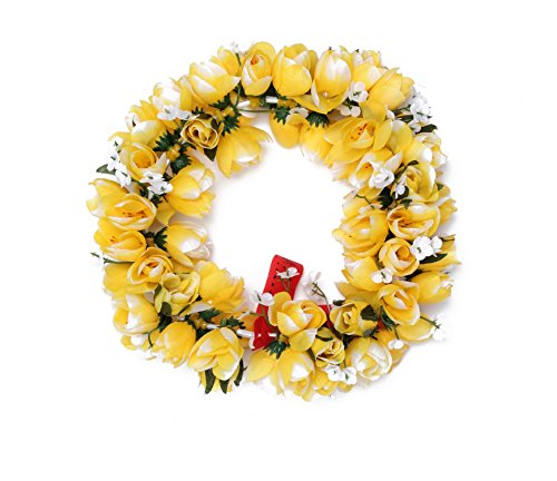 Hawaiian Luau Party Kapiolani Tuberose Artificial Fabric Flower Headband Haku Yellow