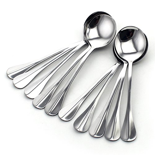 Zicome Stainless Steel Round Table Soup Spoons, Set of 10