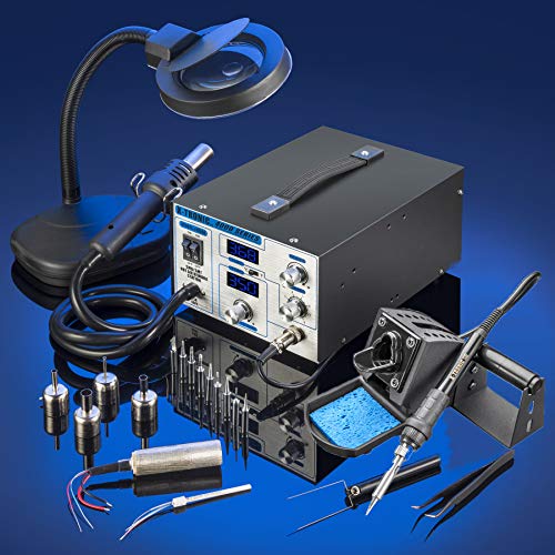 X-TRONIC XTR-4040-XTS Digital Hot Air Rework & Soldering Iron Station Bundle (5 Items)