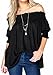 Relipop Women's Fashion Off Shoulder Tops Haft Sleeve Blouses Causal T-Shirts (X-Large, Black)