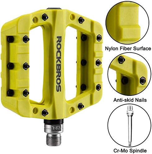 ROCKBROS Bike Pedals Nylon Fiber 9/16" Cycling Wide Platform Flat Bicycle Pedals for Road Cycling Bike 3 Bearings Pedals Antiskid Waterproof Dustproof - Image 4
