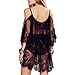 FUNOC Boho Hippie Women Off Shoulder Beach Cover Up Mini Dress Blouse Shirt