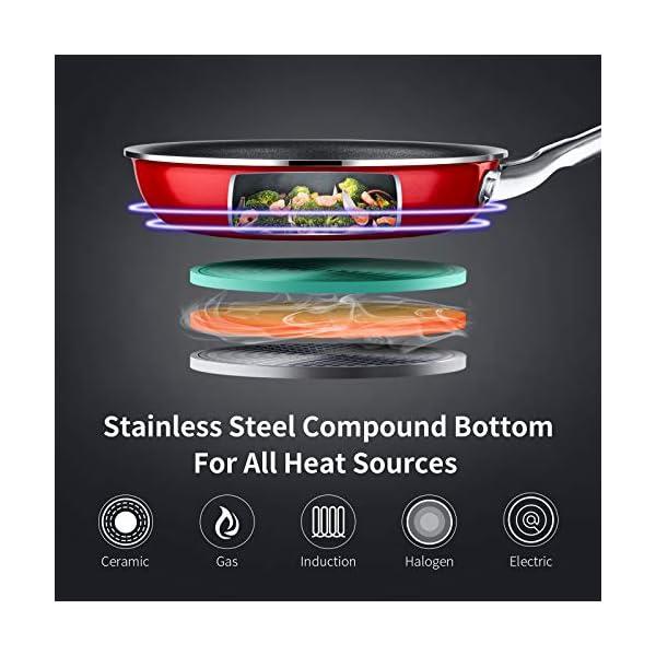 HITECLIFE-Frying-Pan-28cm-Nonstick-Omelette-Pan-PFOA-Free-Frying-Pan-for-Induction-Hob-Induction-Pan-with-Stainless-Steel-Handle-Oven-Safe-Aluminum-Cookware-Nonstick-Coating-Skillet-Red HITECLIFE Frying Pan 28cm, Nonstick Omelette Pan, PFOA-Free, Frying Pan for Induction Hob, Induction Pan with Stainless Steel Handle, Oven Safe Aluminum Cookware, Nonstick Coating Skillet, Red