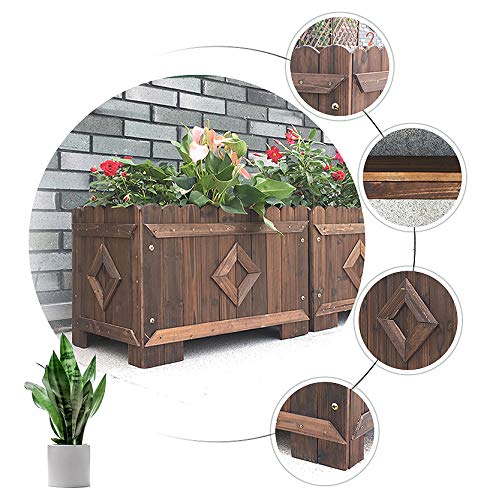 PLHMS Rustikal Planter Box, Raised Garden Bed Pflanzkästen aus Holz Pflanze wächst Blumentopf, Kräutergarten Erhöht Bett… – Bild 6